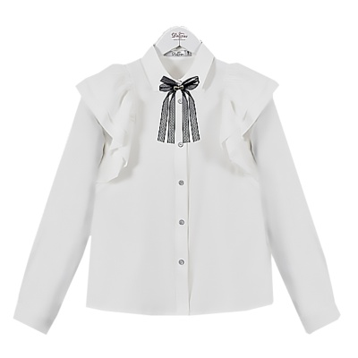 Блузка школьная с длинным рукавом для девочки Deloras C63994-25 белая 1